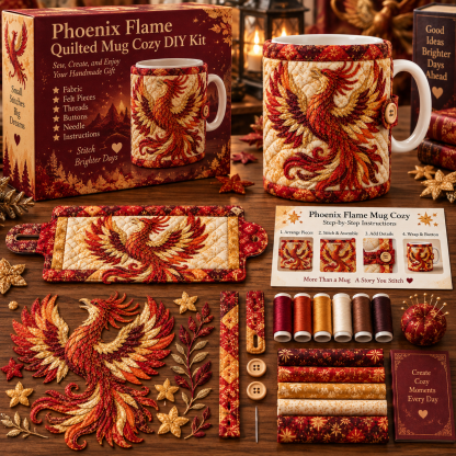 🔥49% Off Last Day🔥BUY 3 GET 1 FREE🔥Mythical Creatures Quilted Mug Cozy DIY Kit – Sew Your Own Cozy Cup Wrap