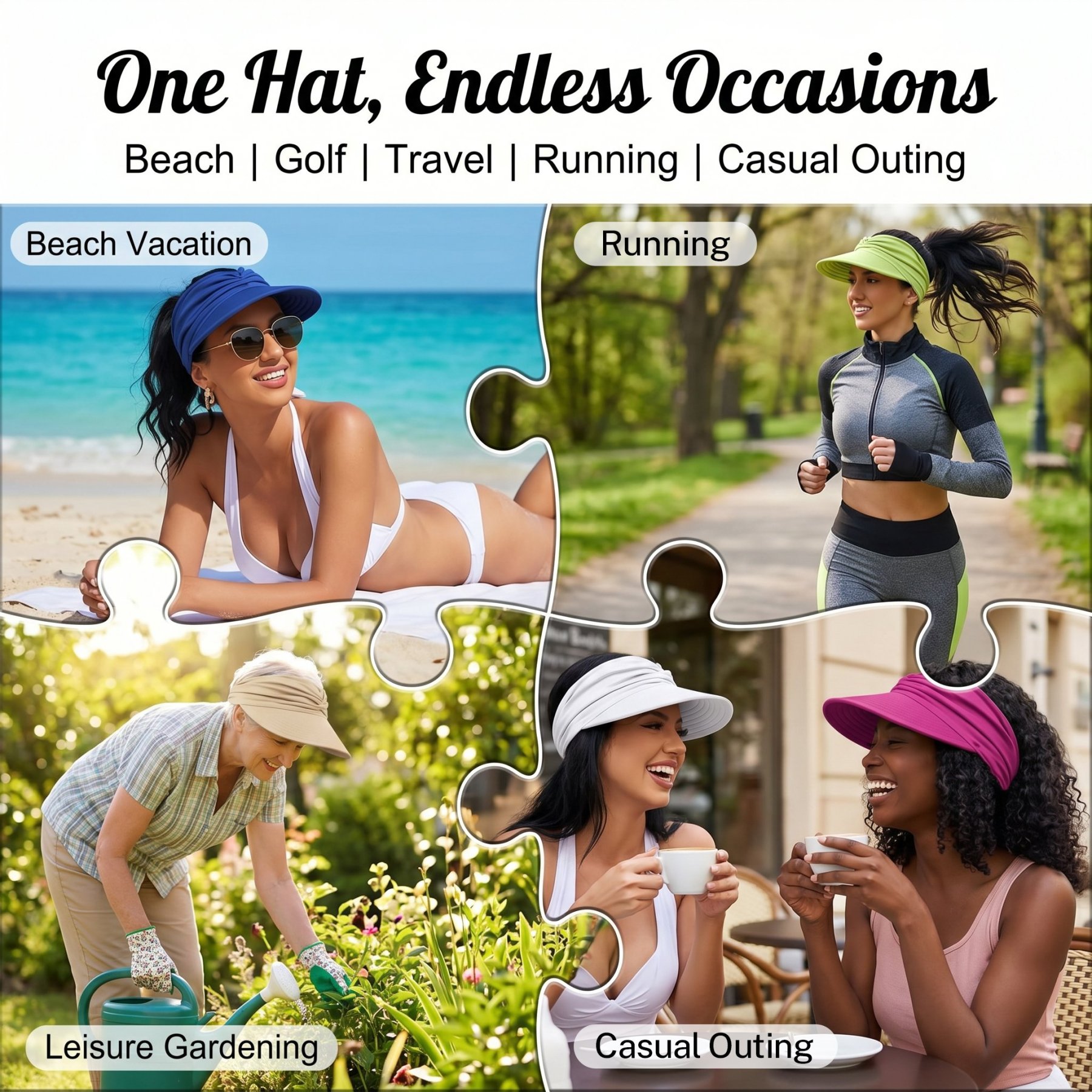 🛒 Buy 3, Save 20% 💰 – 👒 UPF 50+ Sun Visor Ponytail Hat | Wide Brim, Breathable, Foldable