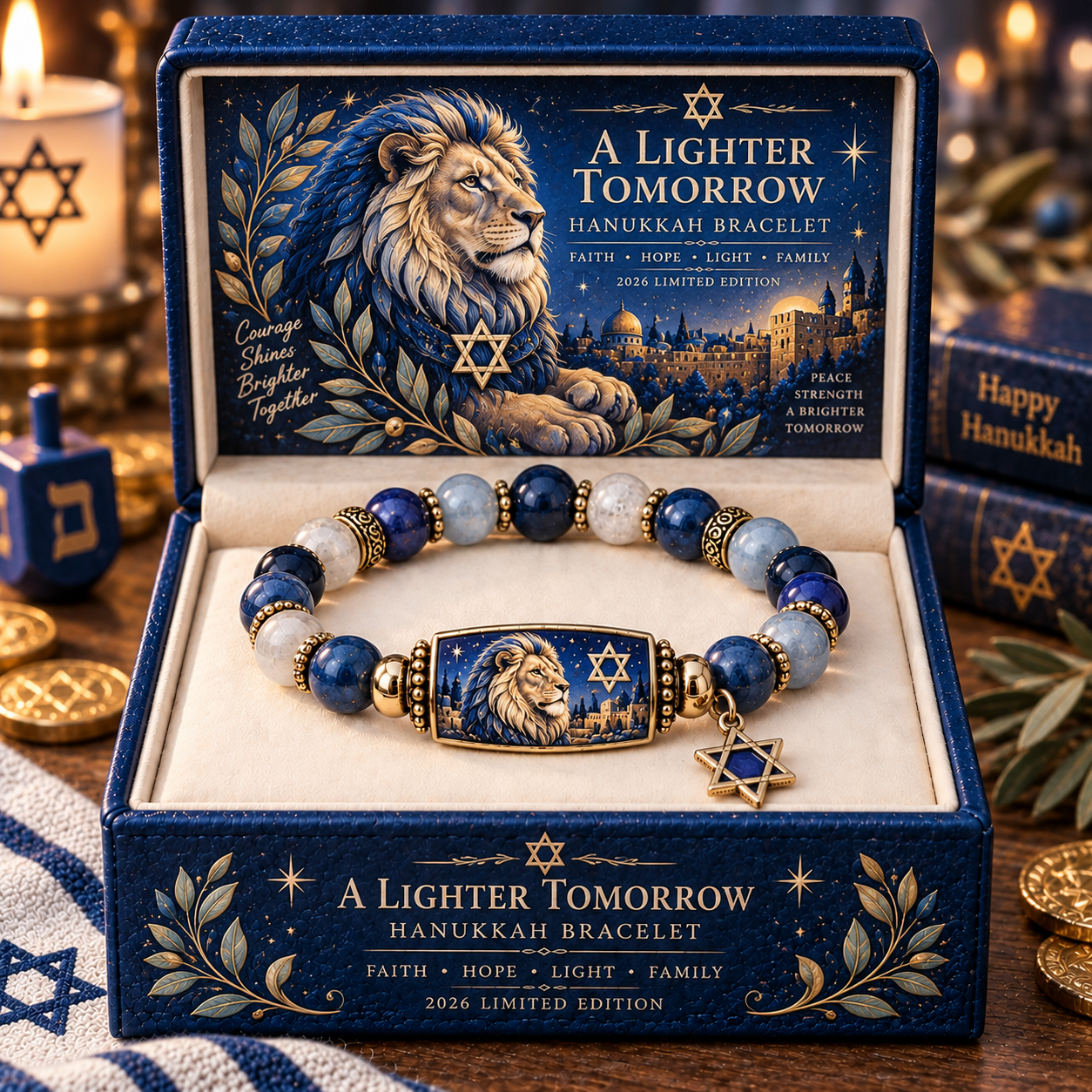 🔥49% Off Last Day🔥BUY 3 GET 1 FREE🔥2026 Limited Edition Hanukkah Bracelet – Festival of Lights Symbolic Beaded Bracelet