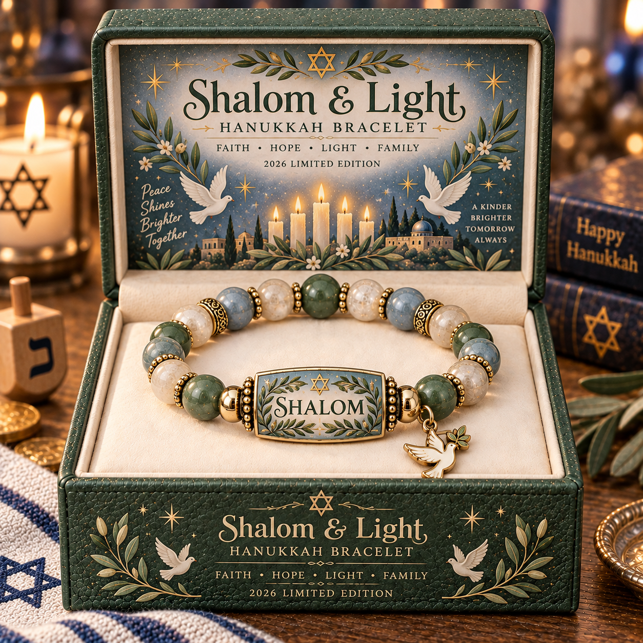 🔥49% Off Last Day🔥BUY 3 GET 1 FREE🔥2026 Limited Edition Hanukkah Bracelet – Festival of Lights Symbolic Beaded Bracelet