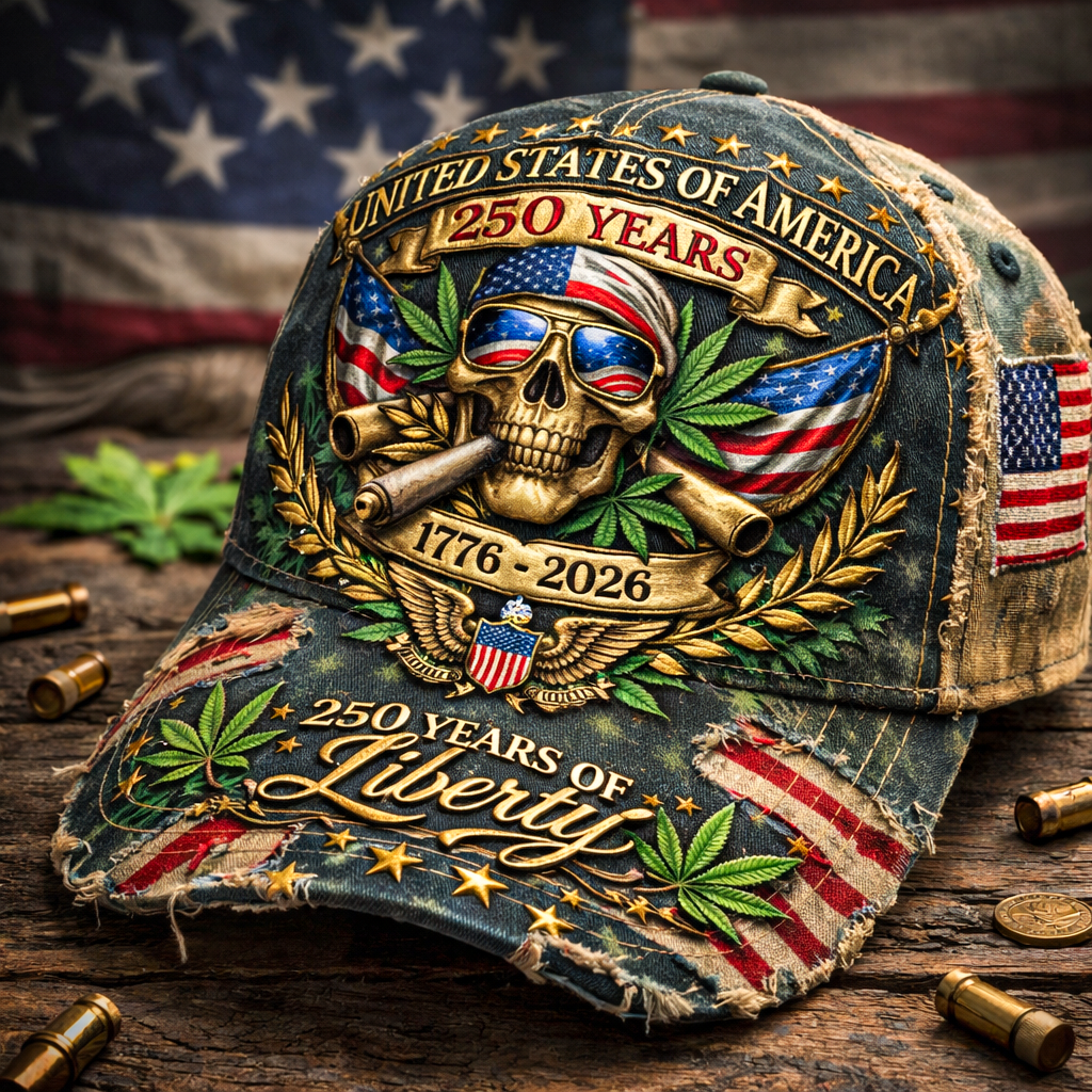 “250th Anniversary Spirit of Freedom and Rebellion Baseball Cap” 💀🍃🗽