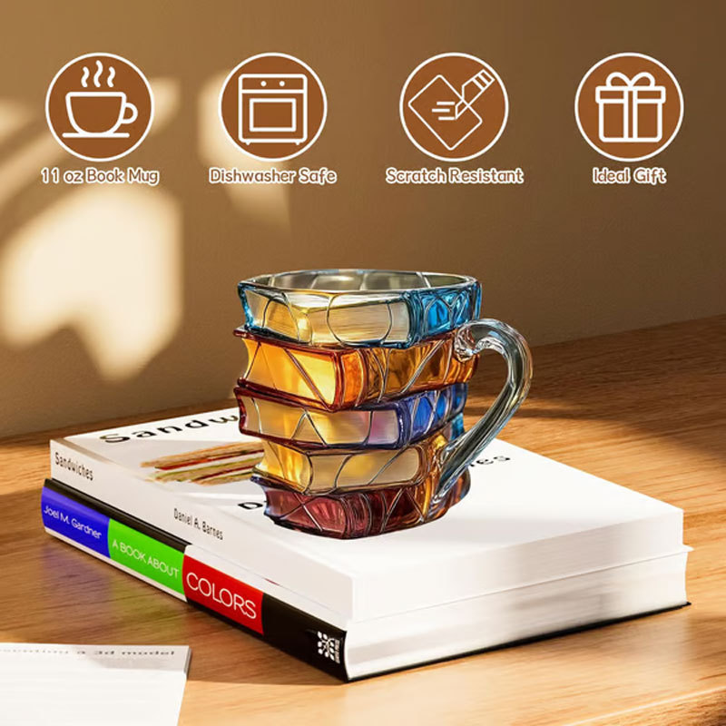 Painted Glass Book Mug
