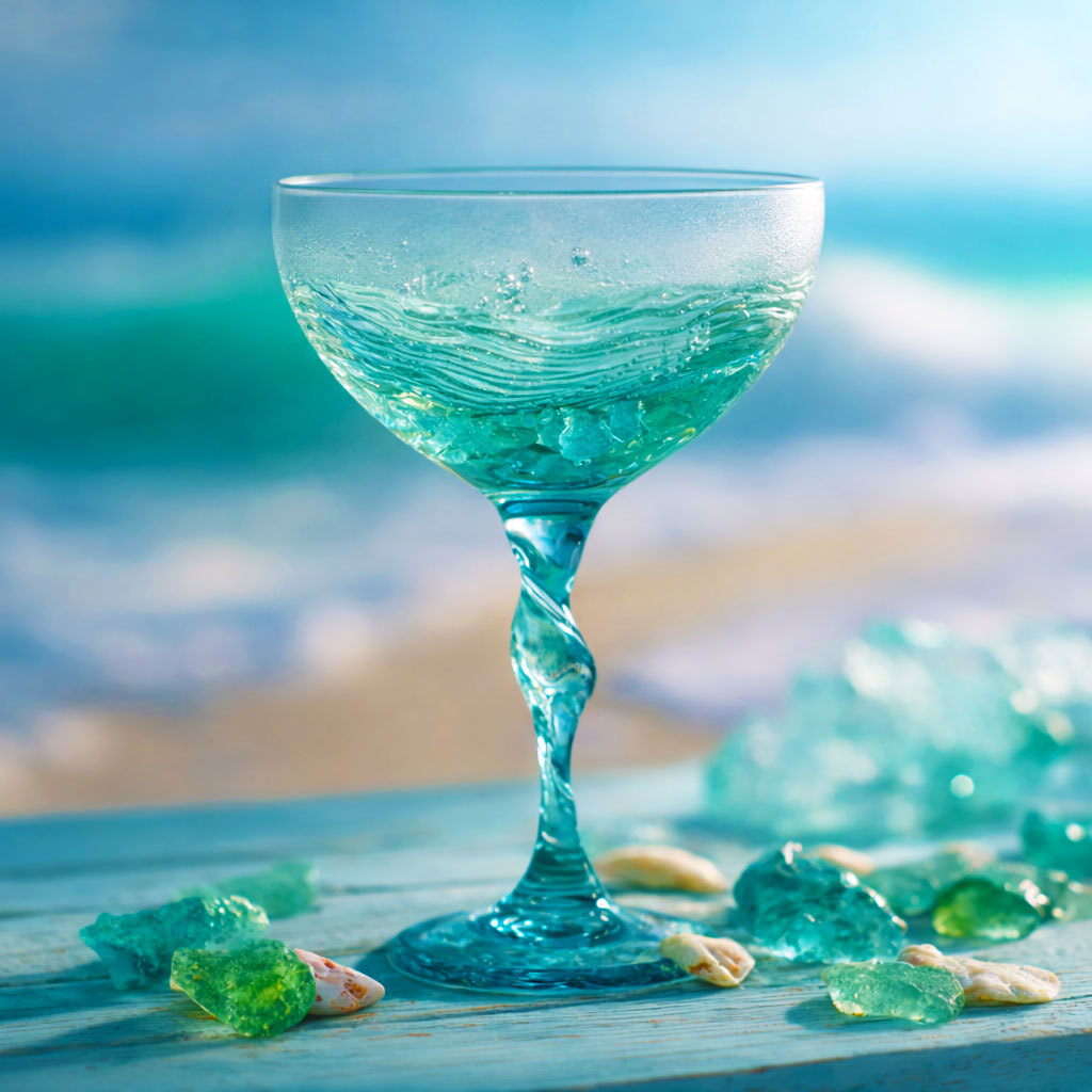 Ocean Wave Sea Glass Wine Glass