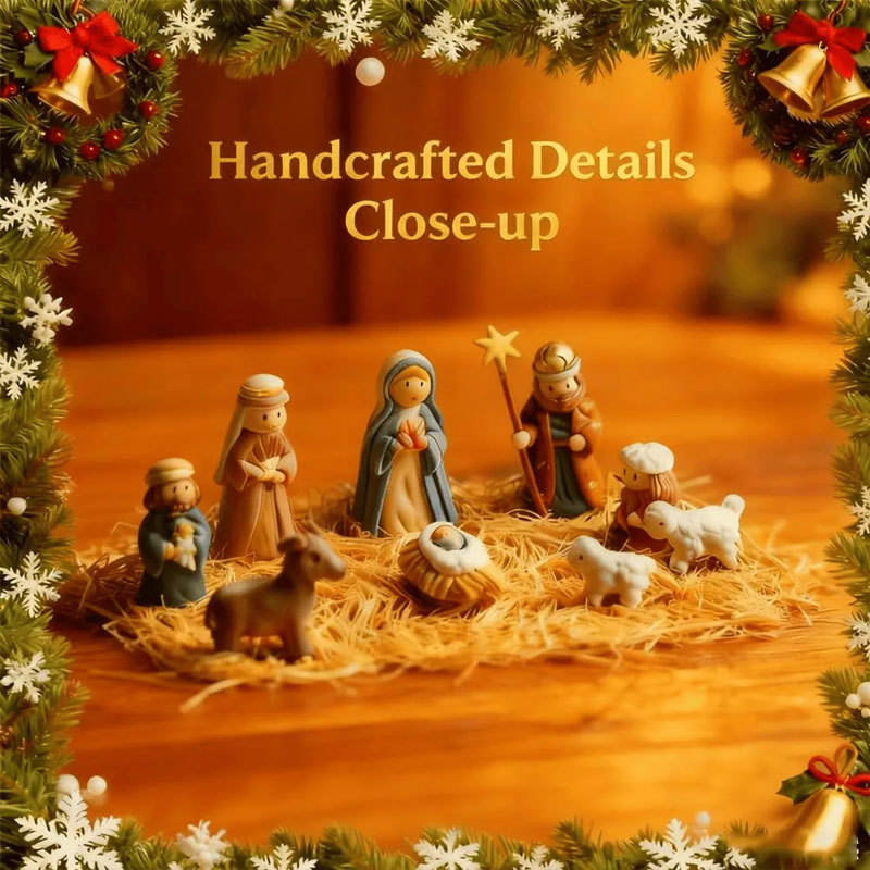 Mini Christmas Nativity Set in a Tin Box