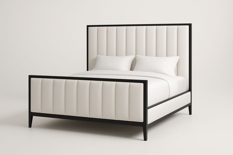 Letto Imbottito in Legno Bianco e Nero 200x160 cm
