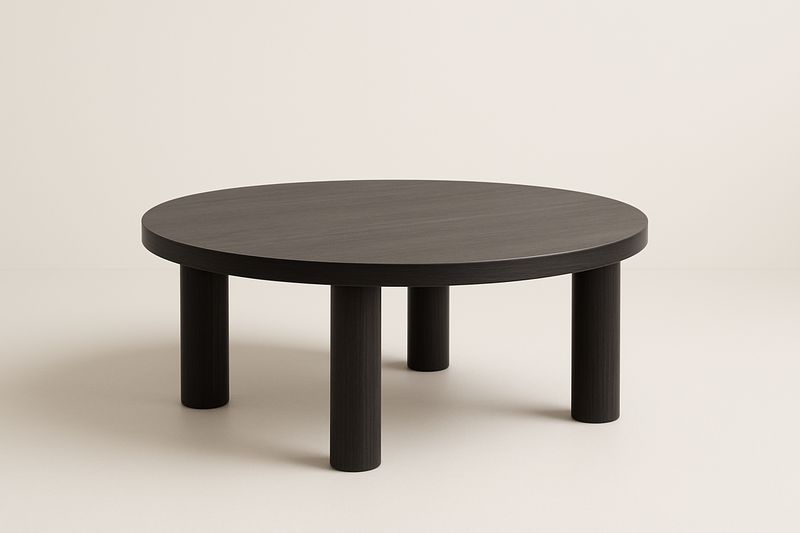 Tavolino Rotondo in Legno Massello Nero diametro 80 cm Altezza 40 cm