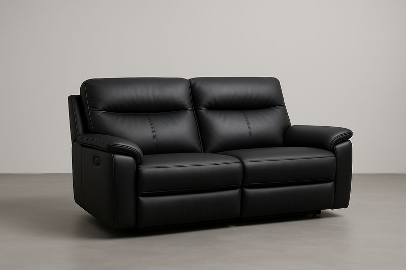 Divano a 2 Posti Reclinabile in Pelle Sintetica Nera