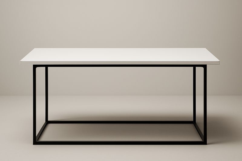 Tavolo rettangolare in MDF e metallo bianco e nero 120x60x75 cm
