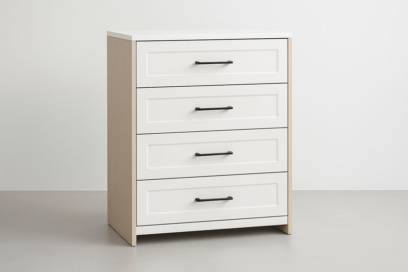 Cassettiera con 4 Cassetti in MDF e Metallo