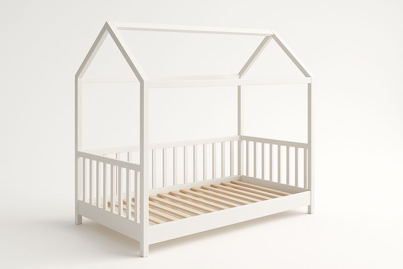 Letto per Bambini in Legno di Pino Bianco Casa Forma 200x90x150 cm