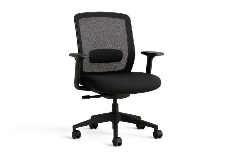 Sedia con Schienale in Rete e Base in Nylon Nera