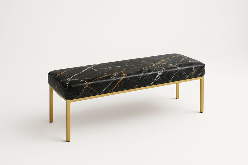 Panca in Acciaio Inox Dorato con Rivestimento effetto Marmo Nero
