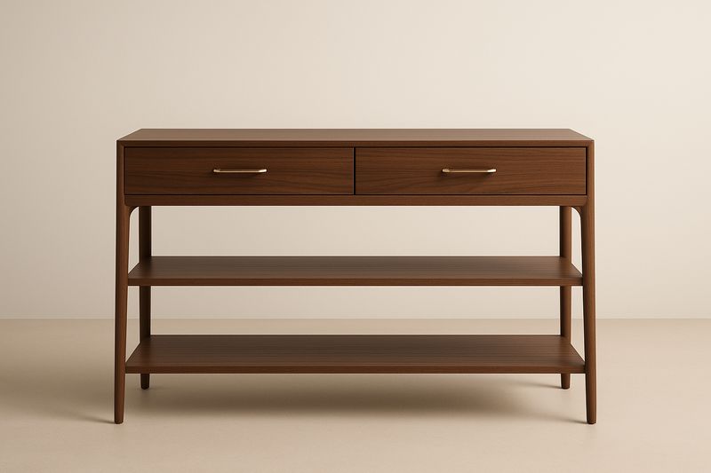 Console en bois avec tiroirs et étagères 120x40x80 cm, brun