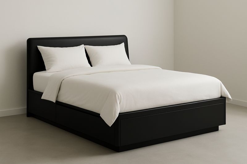 Lit plateforme 140x200×100 cm en cuir synthétique Noir