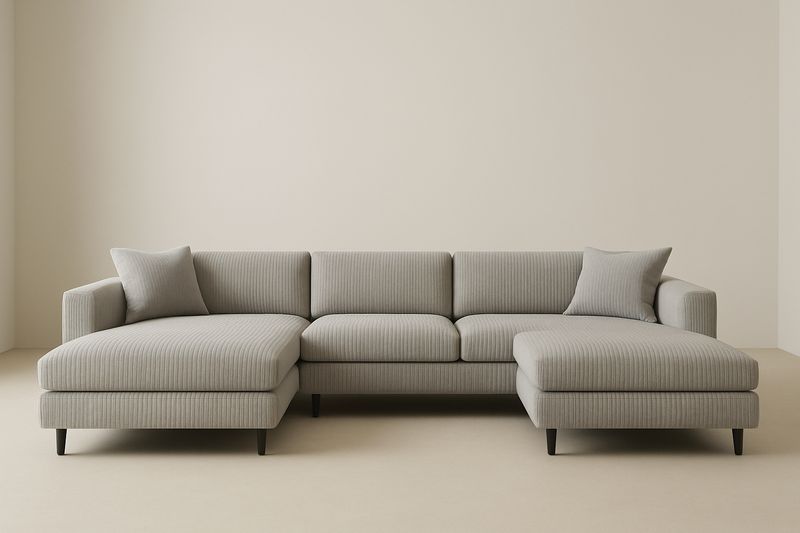 Canapé d'angle modulable en tissu côtelé Gris clair 320x160x85 cm