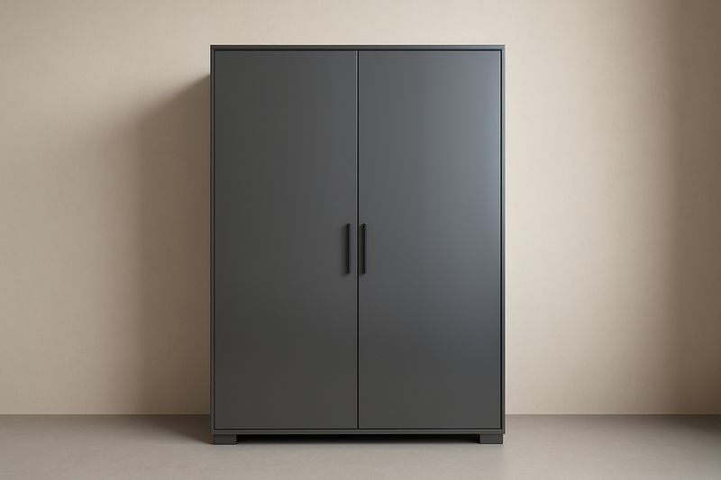 Armoire 2 Portes en Métal Gris 180x100x50 cm