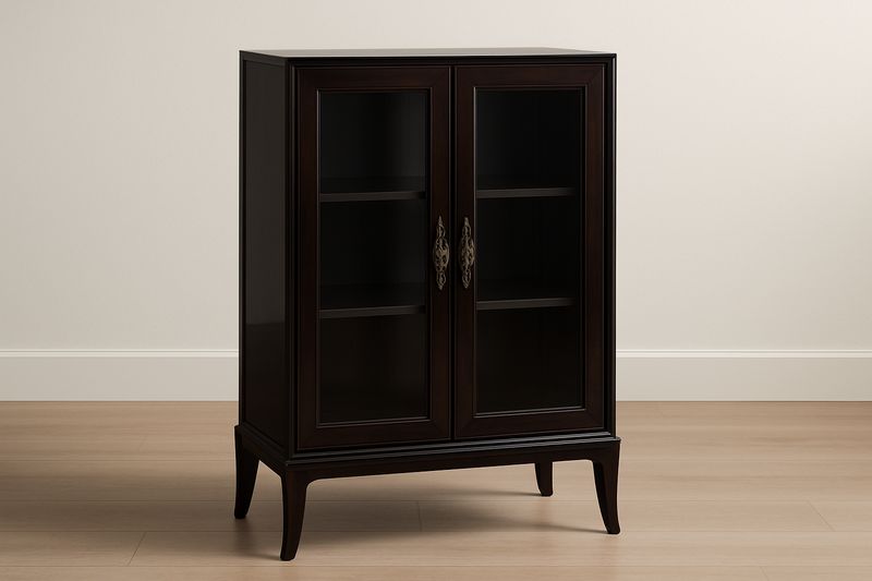 Vitrina de haya marrón oscuro con puertas de cristal templado, 80×40×120 cm