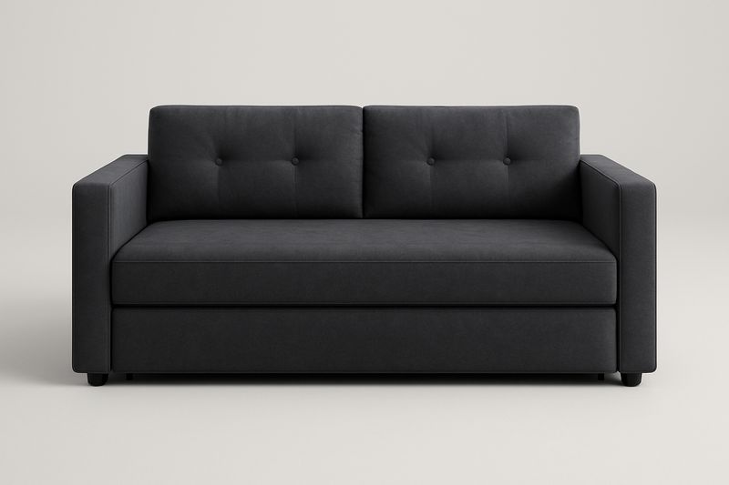 Sofá Cama Rectangular Gris Oscuro Algodón y Poliéster