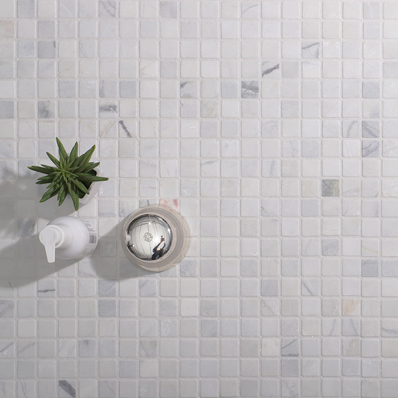 1 inch white marble mosaic tiles for bathroom floor and wall decor.