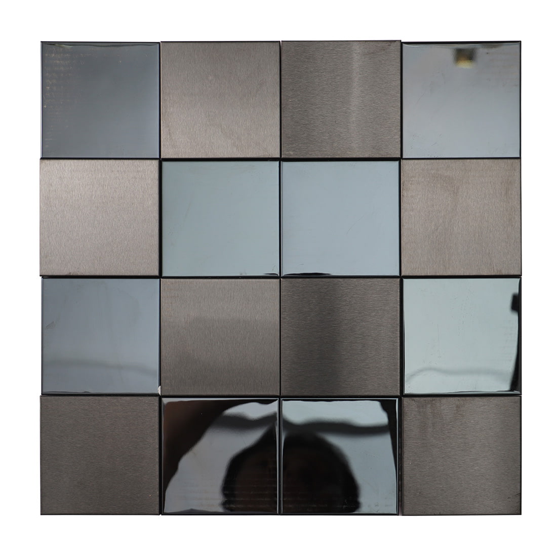 Full sheet of 3D brushed and mirror stainless steel mosaic tile