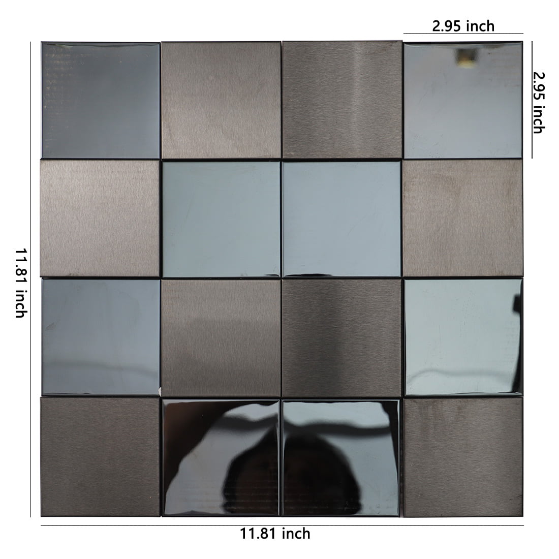 3D brushed and mirror stainless steel mosaic tile sheet with dimensions