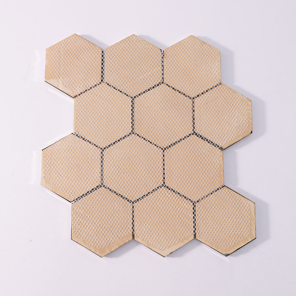 3D Hexagon Stainless Steel Mosaic Silver Brushed and Mirror Beveled Tile