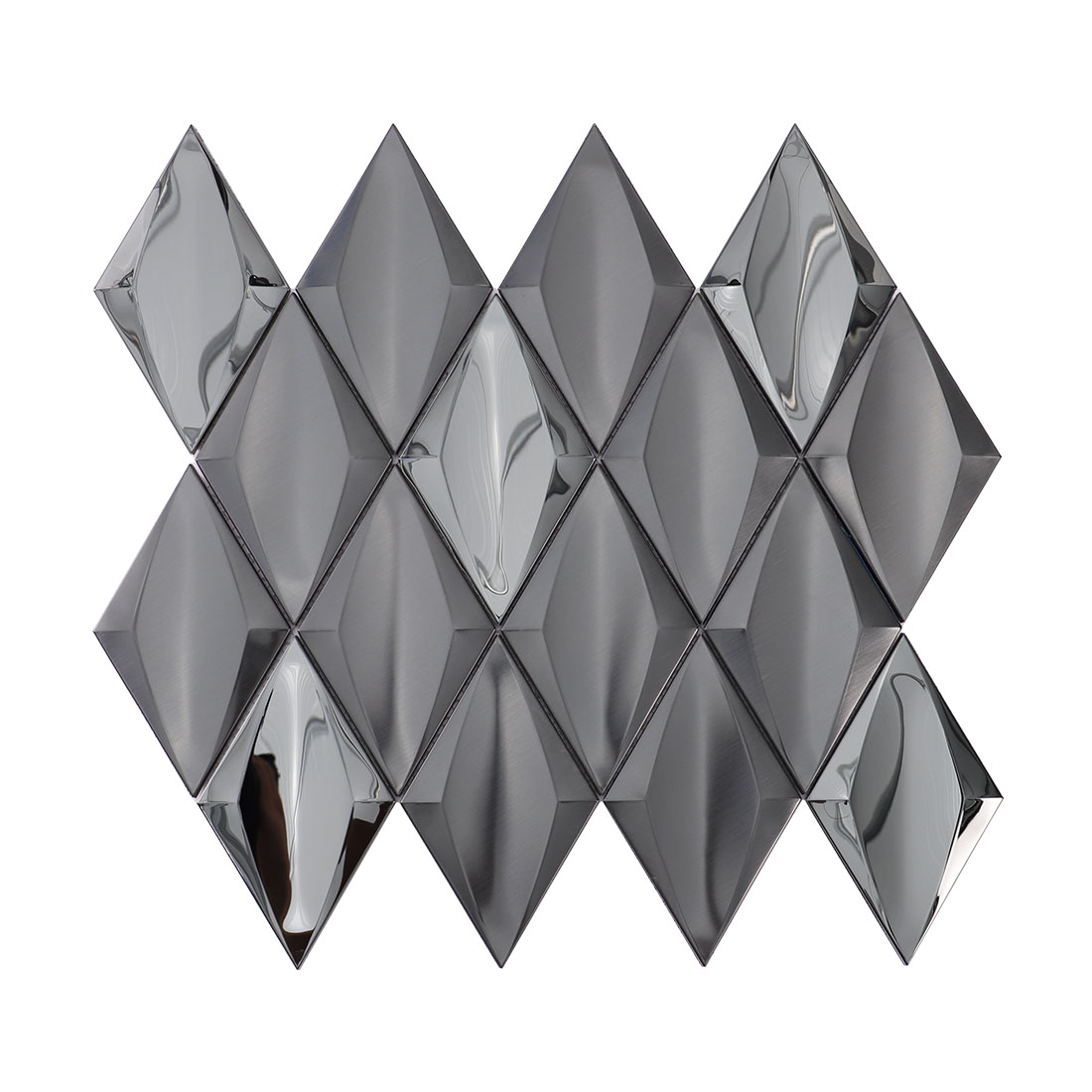 Full sheet of black diamond metal mosaic tiles with dimensional texture