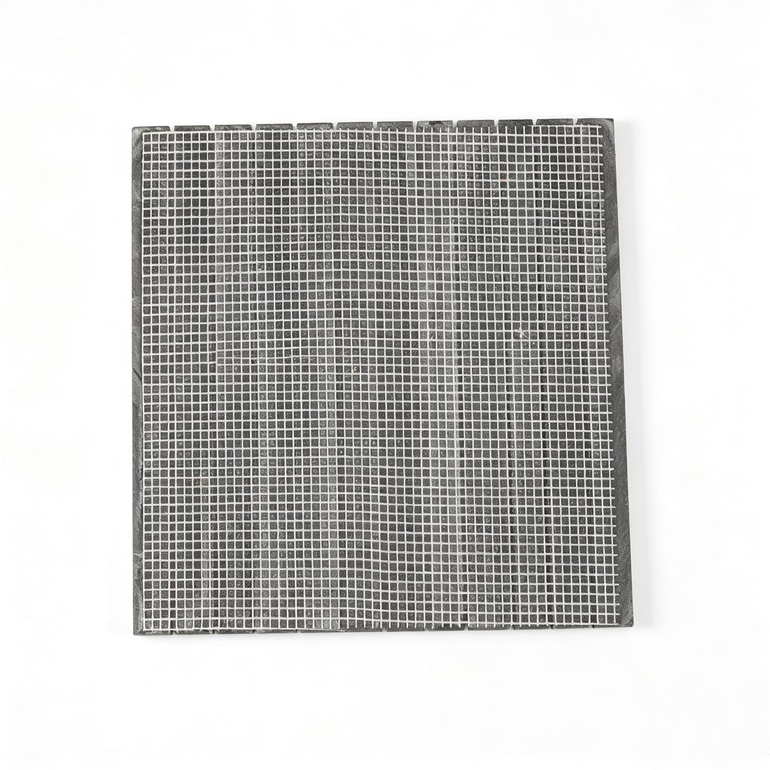 Mesh-backed black marble bar mosaic tile sheet