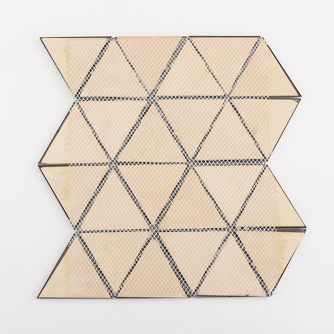 Mesh back of black triangle metal mosaic tile for wall installation