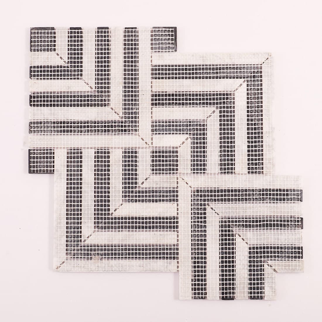 Rear view of the mosaic sheet mounted on mesh backing