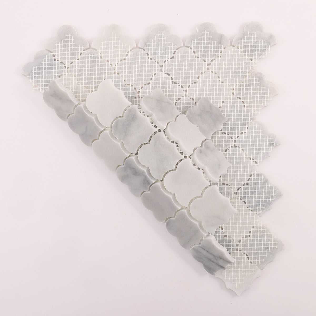 Mesh backed Carrara white cloud shape marble mosaic tile sheet
