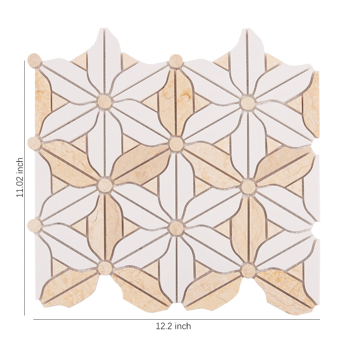 Floral marble mosaic tile sheet with size 11.02 x 12.2 inches