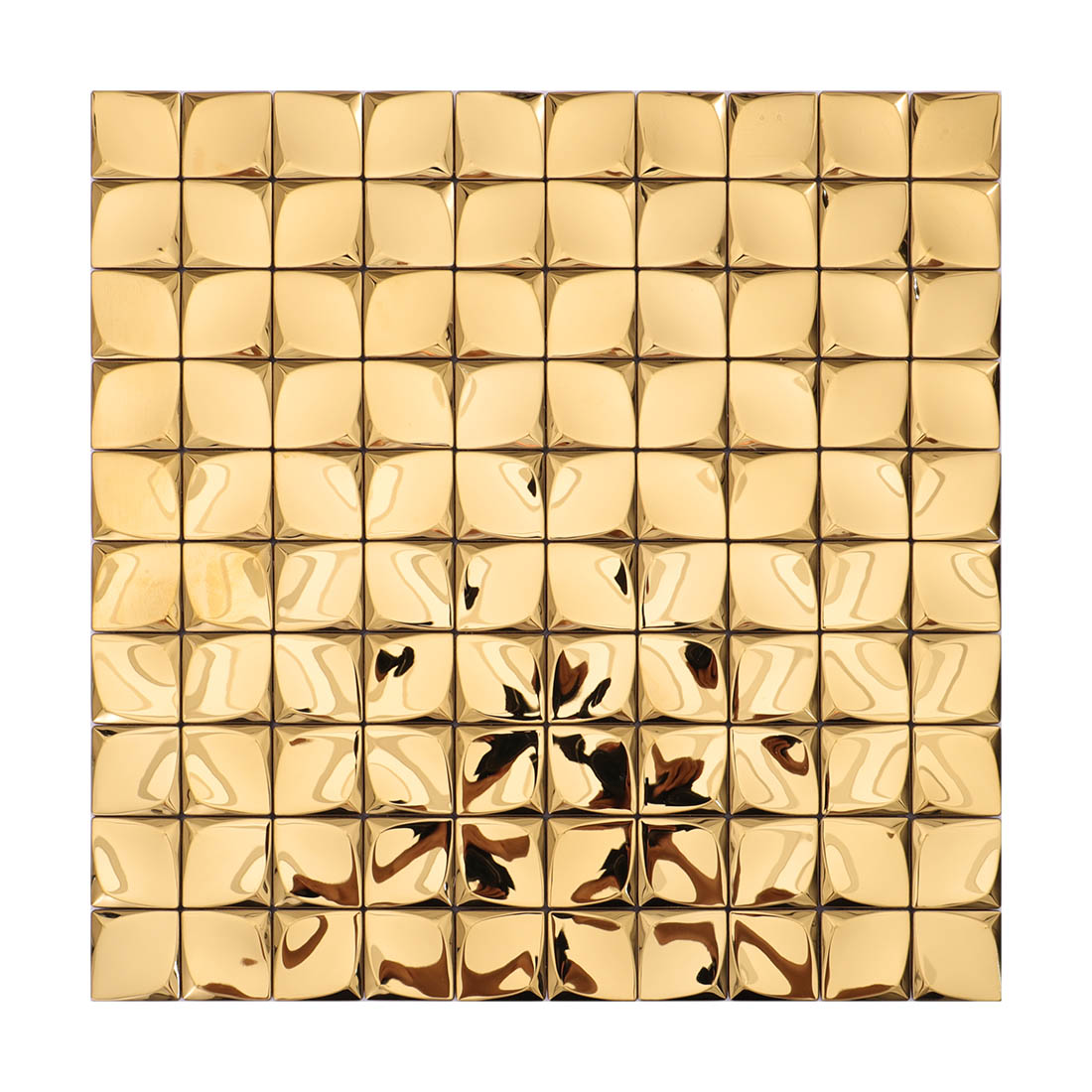 Full sheet of gold 3D square mirror metal mosaic tiles
