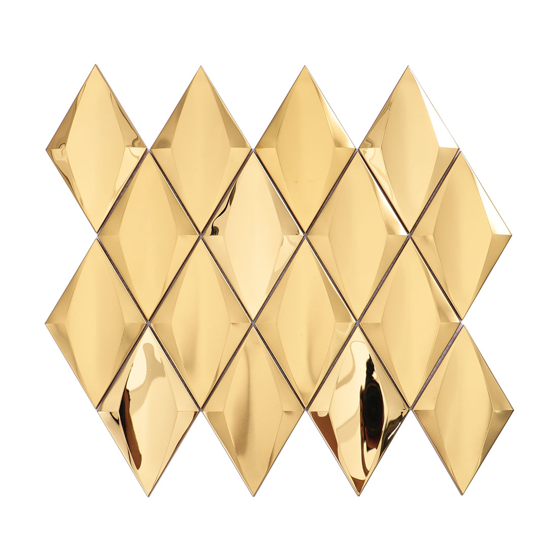 Full sheet of gold diamond metal mosaic tiles with dimensional texture