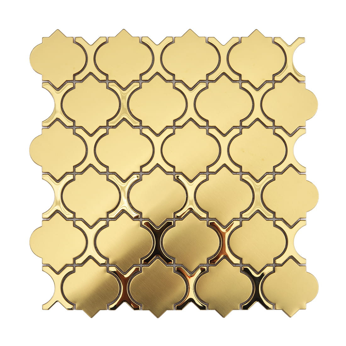 Gold lantern metal mosaic tile with brushed and mirror finish