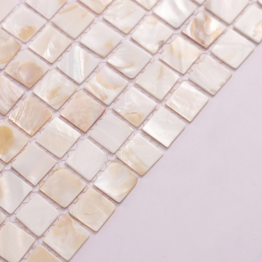 Glossy Mother of Pearl Square Mosaic Tile Sheet for Backsplashes and Bathrooms