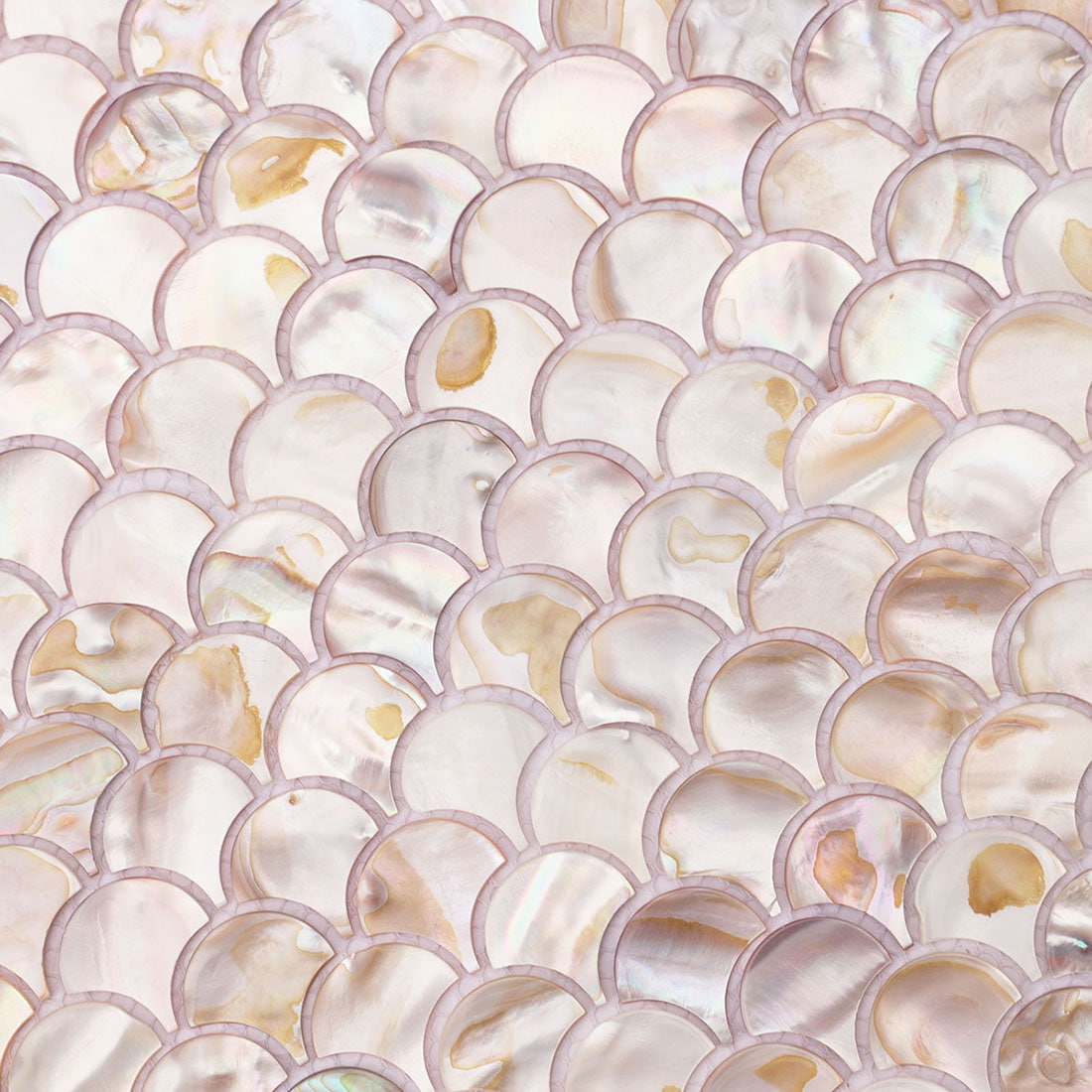 Close up of iridescent mother of pearl fish scale mosaic tile pattern