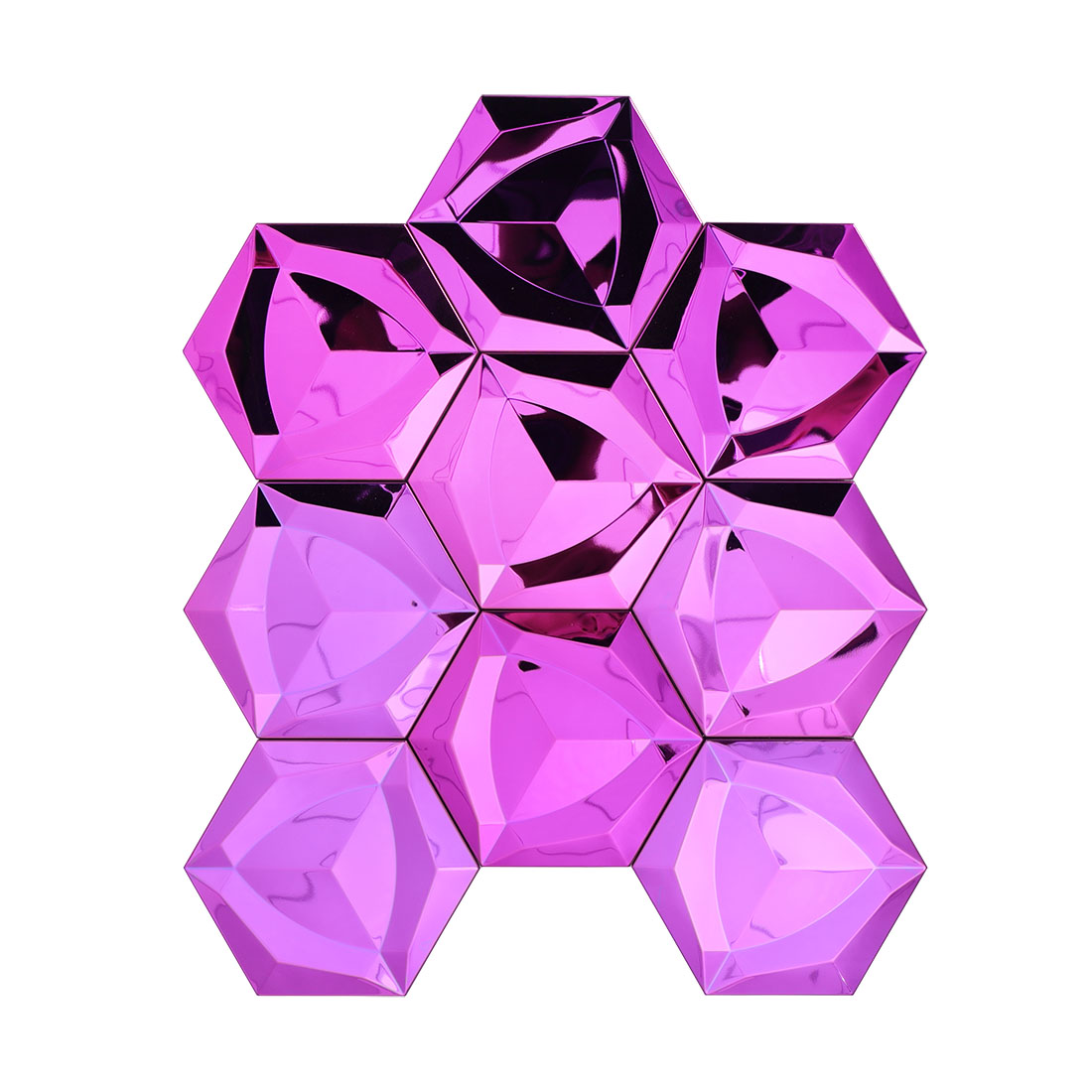 Purple 3D hexagon stainless steel mosaic tile sheet with reflective finish