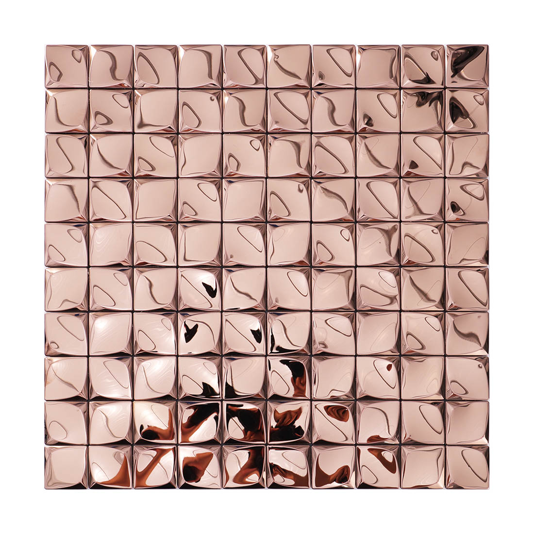 Full sheet of rose gold 3D square mirror metal mosaic tiles