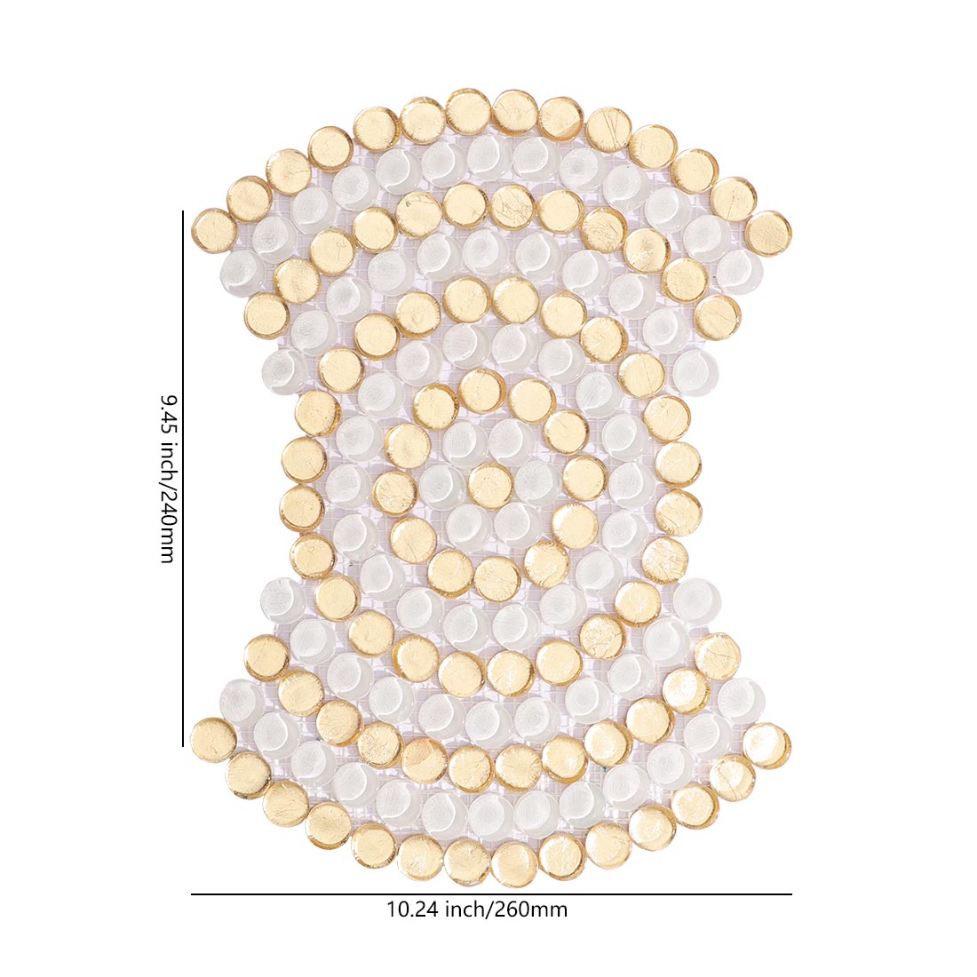 White and Gold Penny Round Glass Mosaic Tile