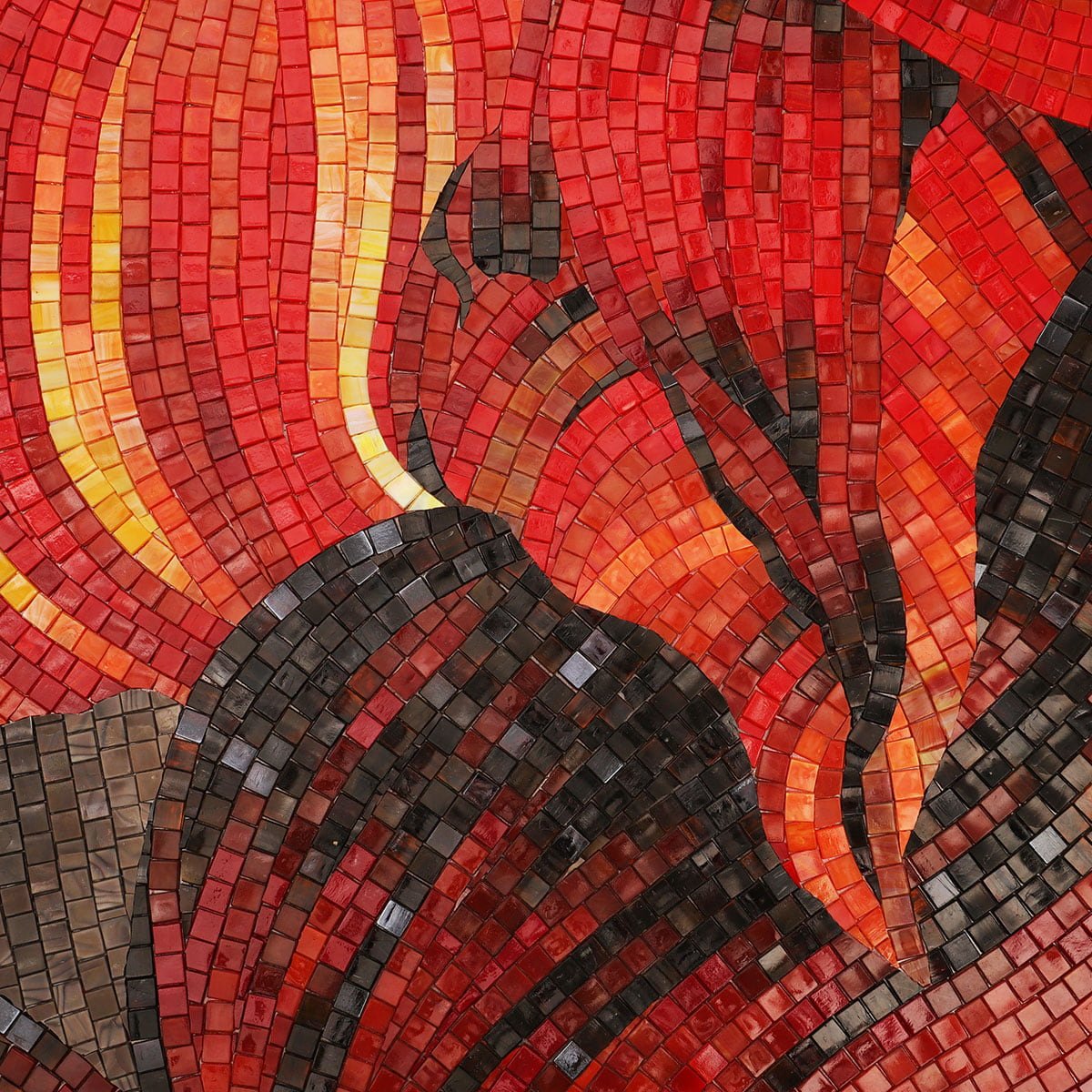 Handcrafted Red Floral Mosaic Wall Art – Custom Glass Tile Mural-Woos Tiles