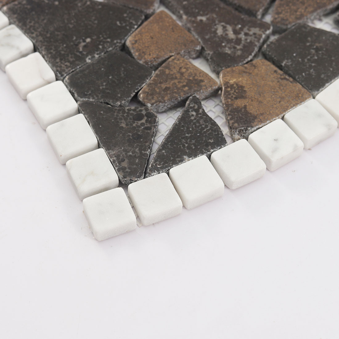 Dark Brown Irregular Stone Flat Pebble Floor Mosaic Tile 