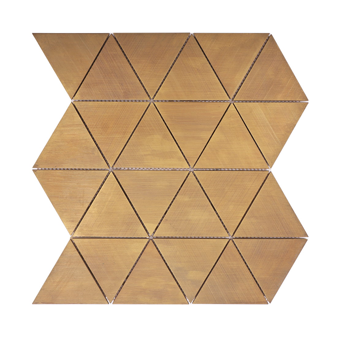 Full sheet of antique brass triangle metal mosaic tile