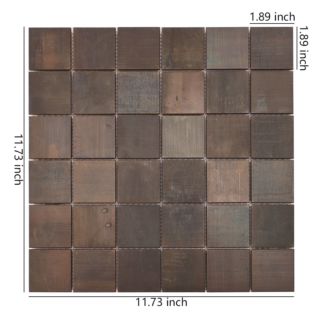 Antique bronze square metal mosaic tile sheet with dimensions
