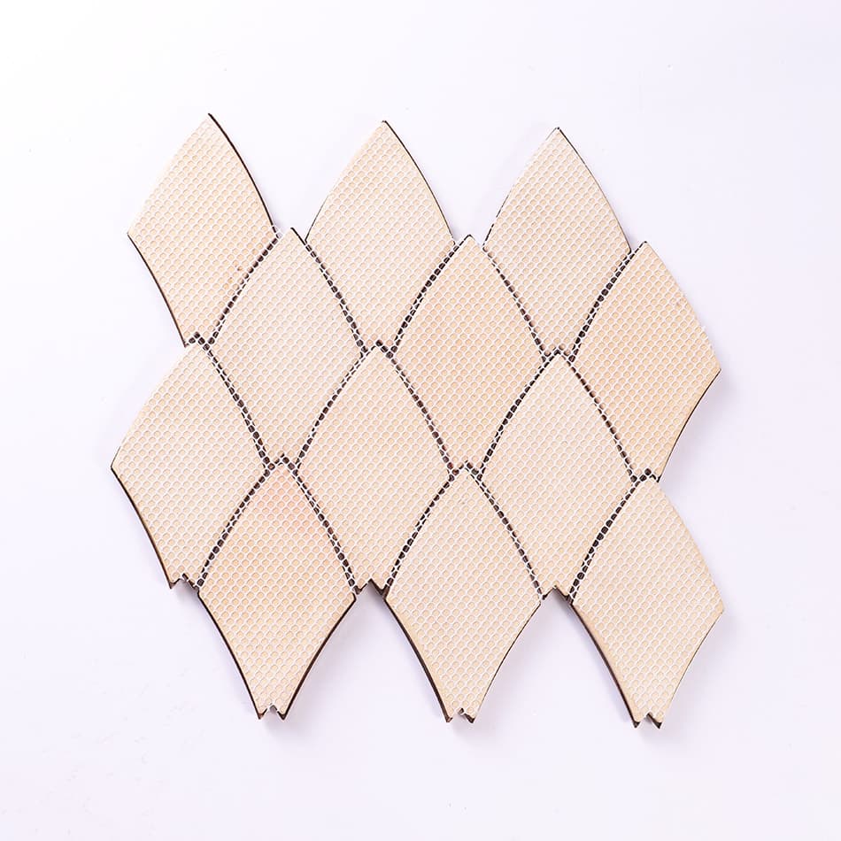 Back mesh of antique copper curved diamond metal mosaic tile sheet