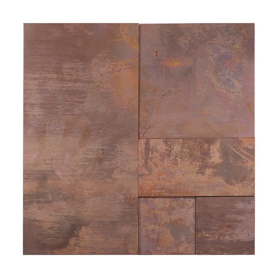 Full sheet of antique copper mixed rectangle metal mosaic tiles