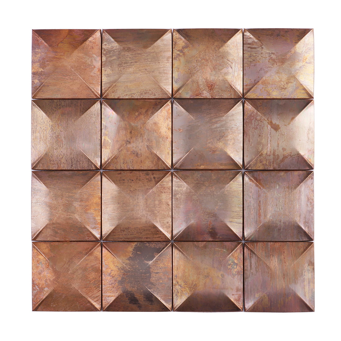 Full sheet of antique copper square 3D metal mosaic tile