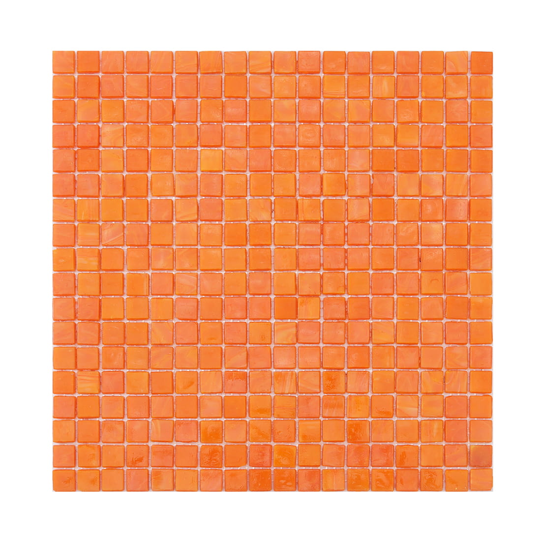 Full sheet of apricot orange glossy square glass mosaic tile