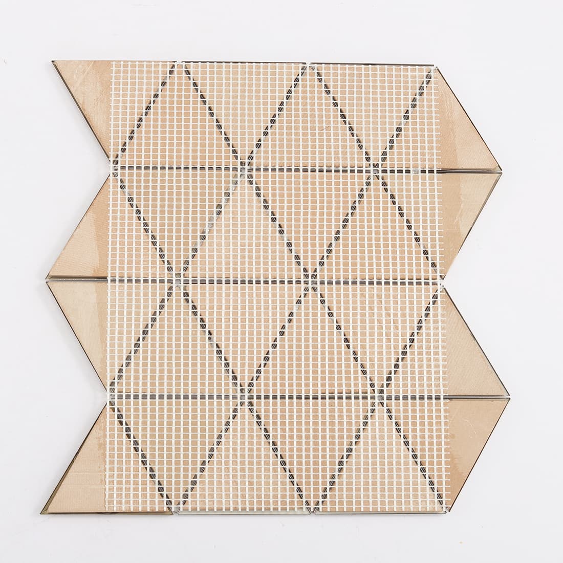 Back mesh of gold triangle metal mosaic tile sheet