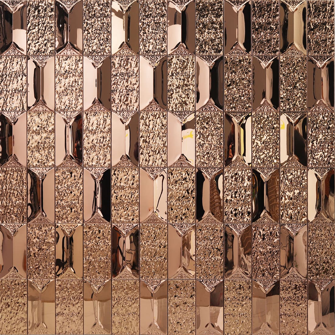 Rose Gold Rectangular Metal Mosaic Bathroom Wall and Lounge Interior Tile